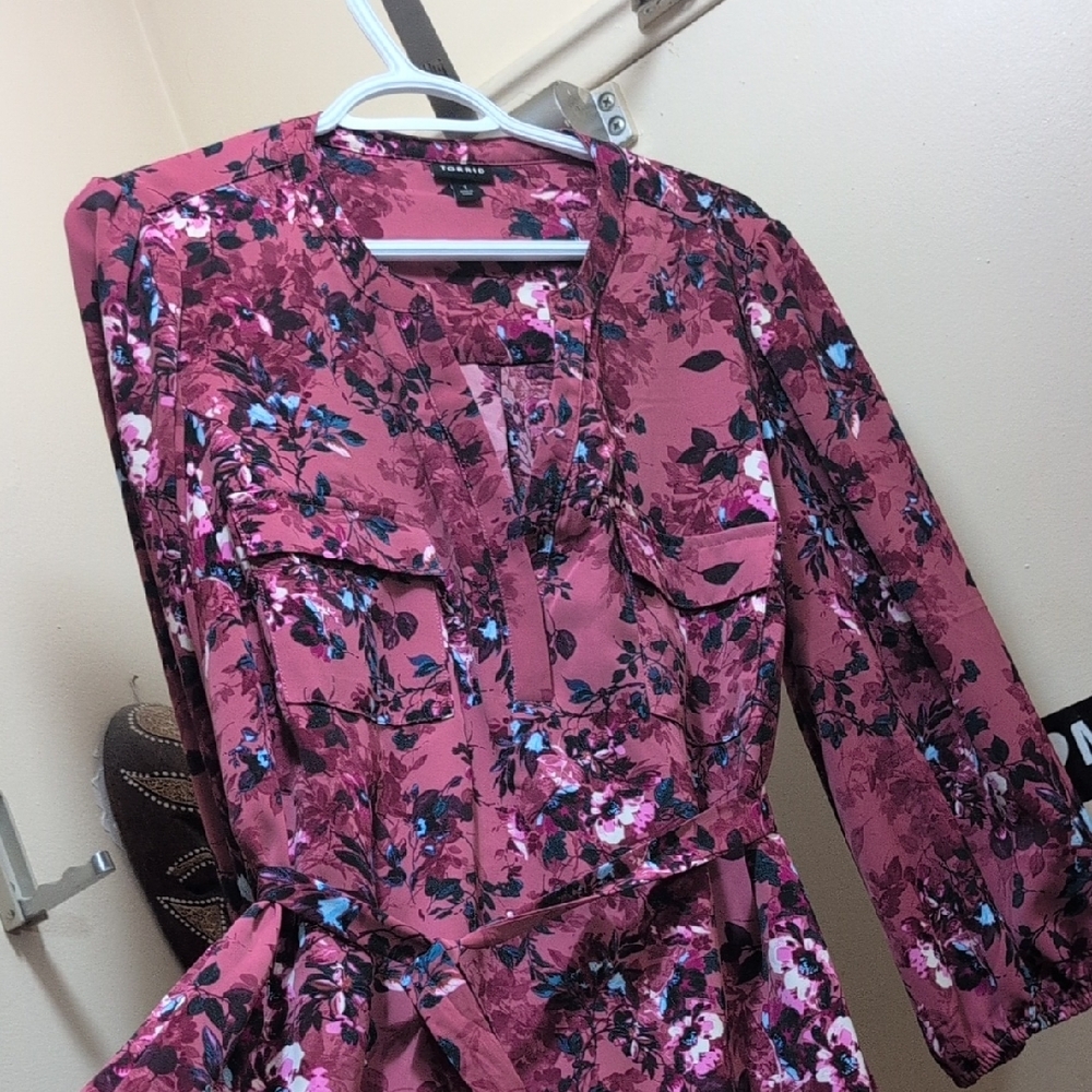 Torrid Burgundy Floral Dress - Picture 3 of 9
